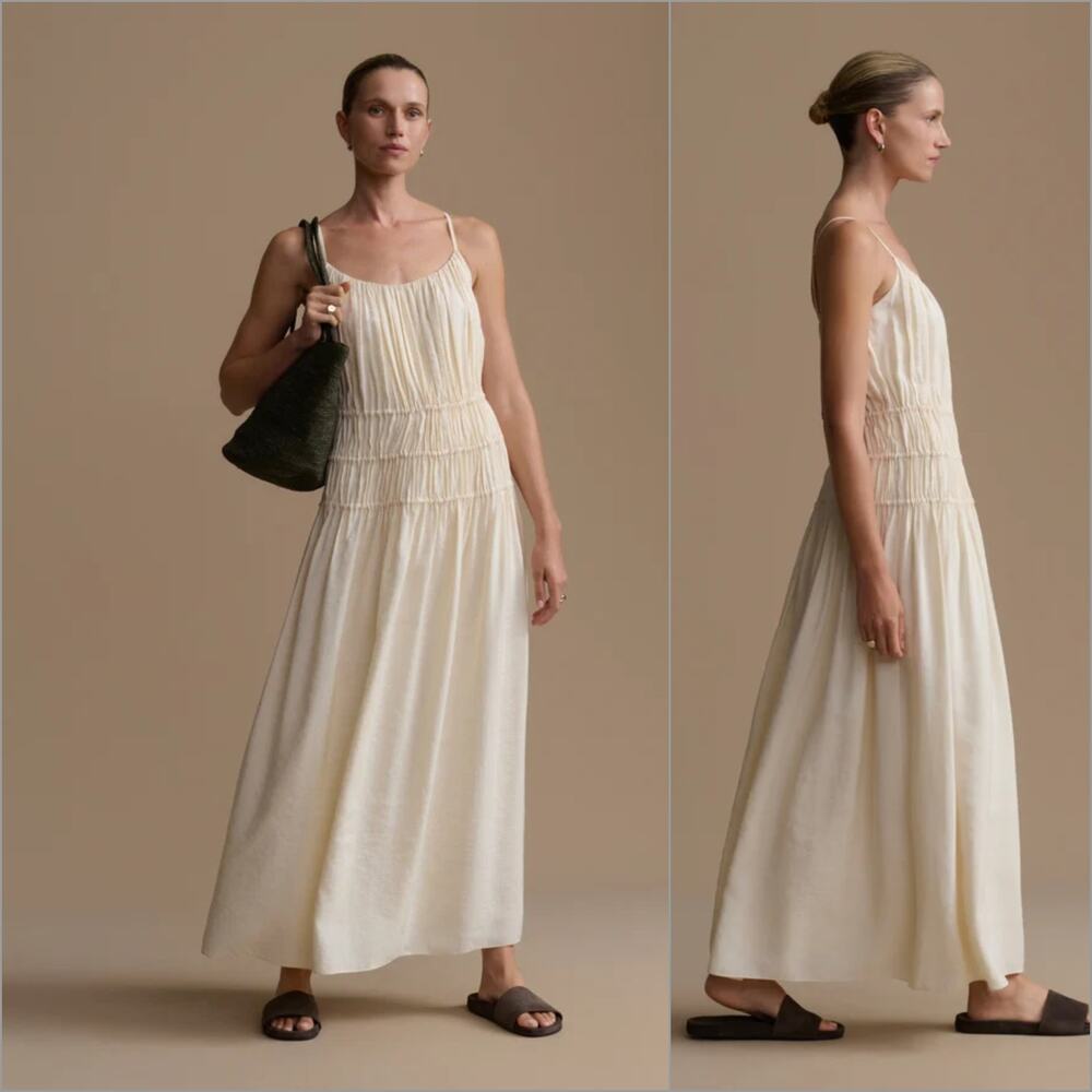 Jenni Kayne Wynn Dress in Cream off white maxi smocked waist Medium
